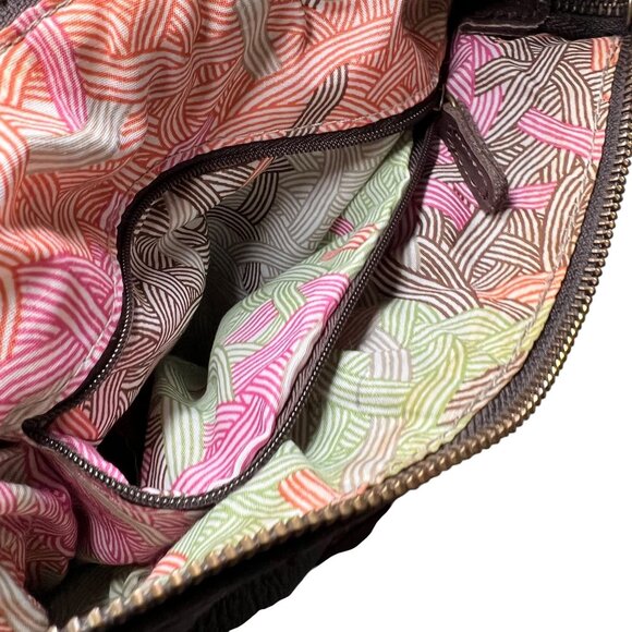 The Sak Striped Patchwork Leather Crossbody Bag Adjustable Strap Red Pink Teal - Picture 10 of 16